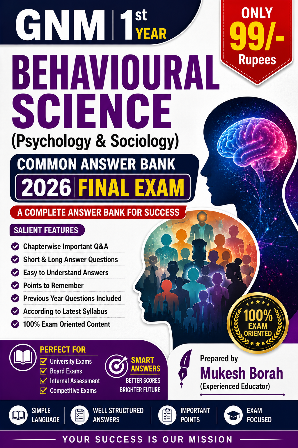 GNM 1st Year Behavioural Science (Psychology & Sociology) Common Answer for Final Exam 2026 |