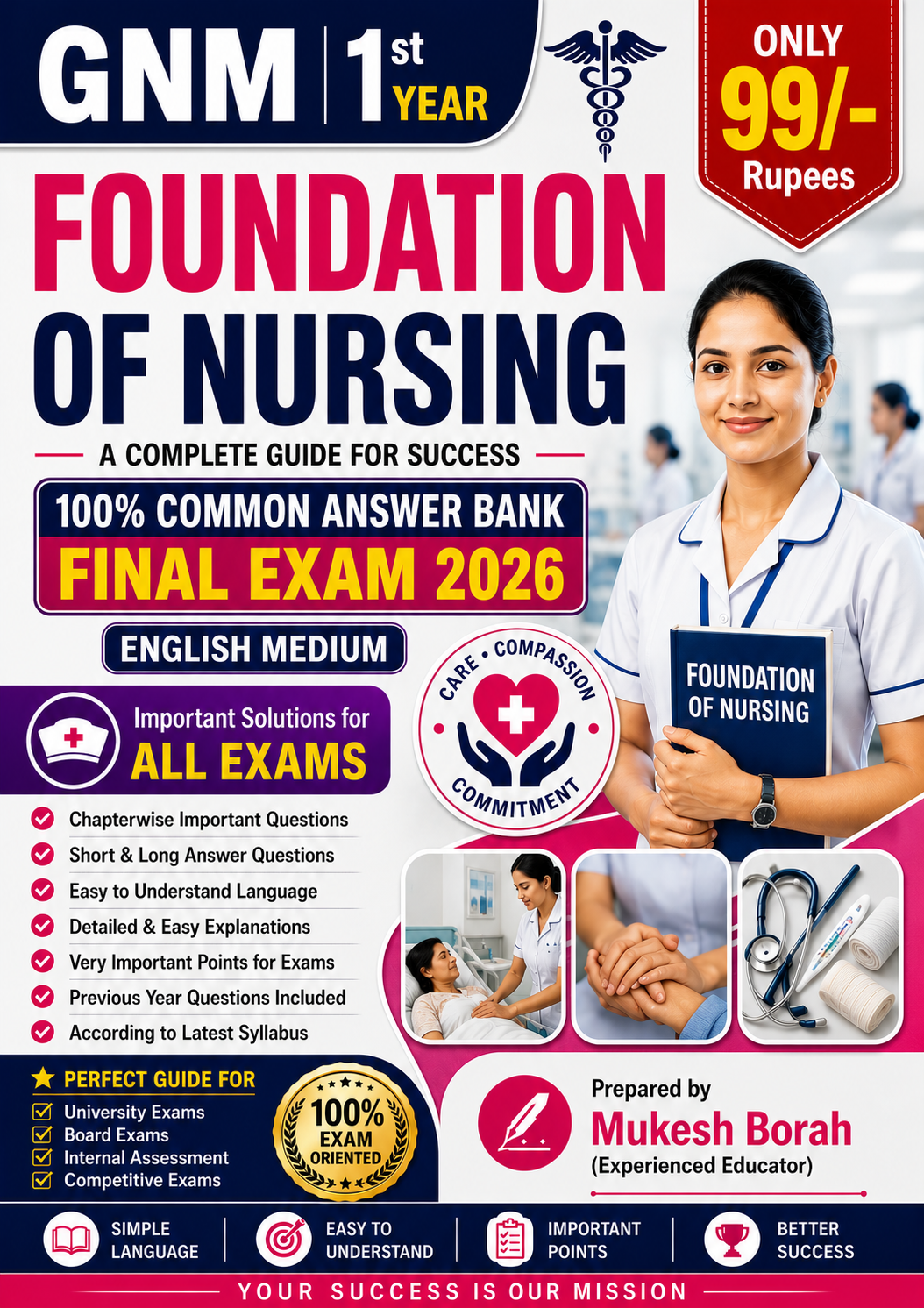 GNM 1st Year Foundation of Nursing Common Answer for Final Exam 2026 |
