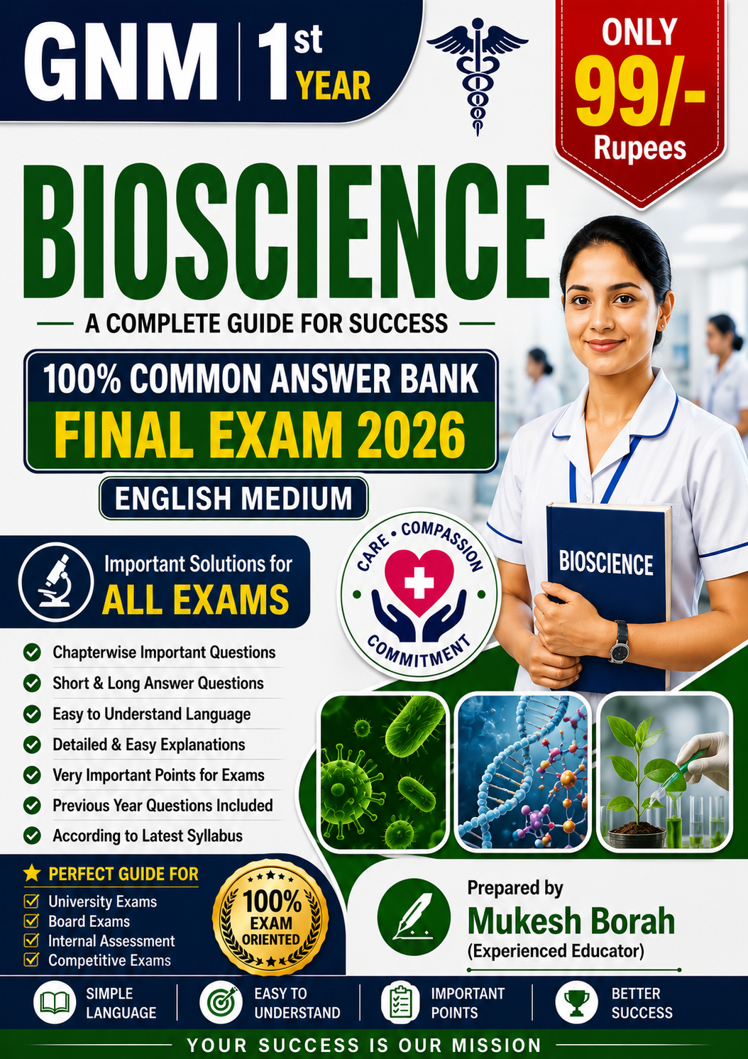 GNM 1st Year Bio Science Common Answer for Final Exam 2026 |